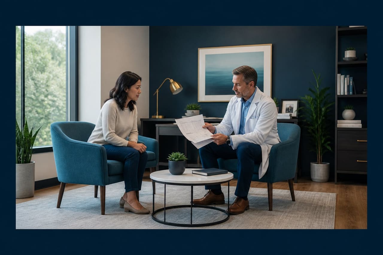 Physician reviewing lab trends